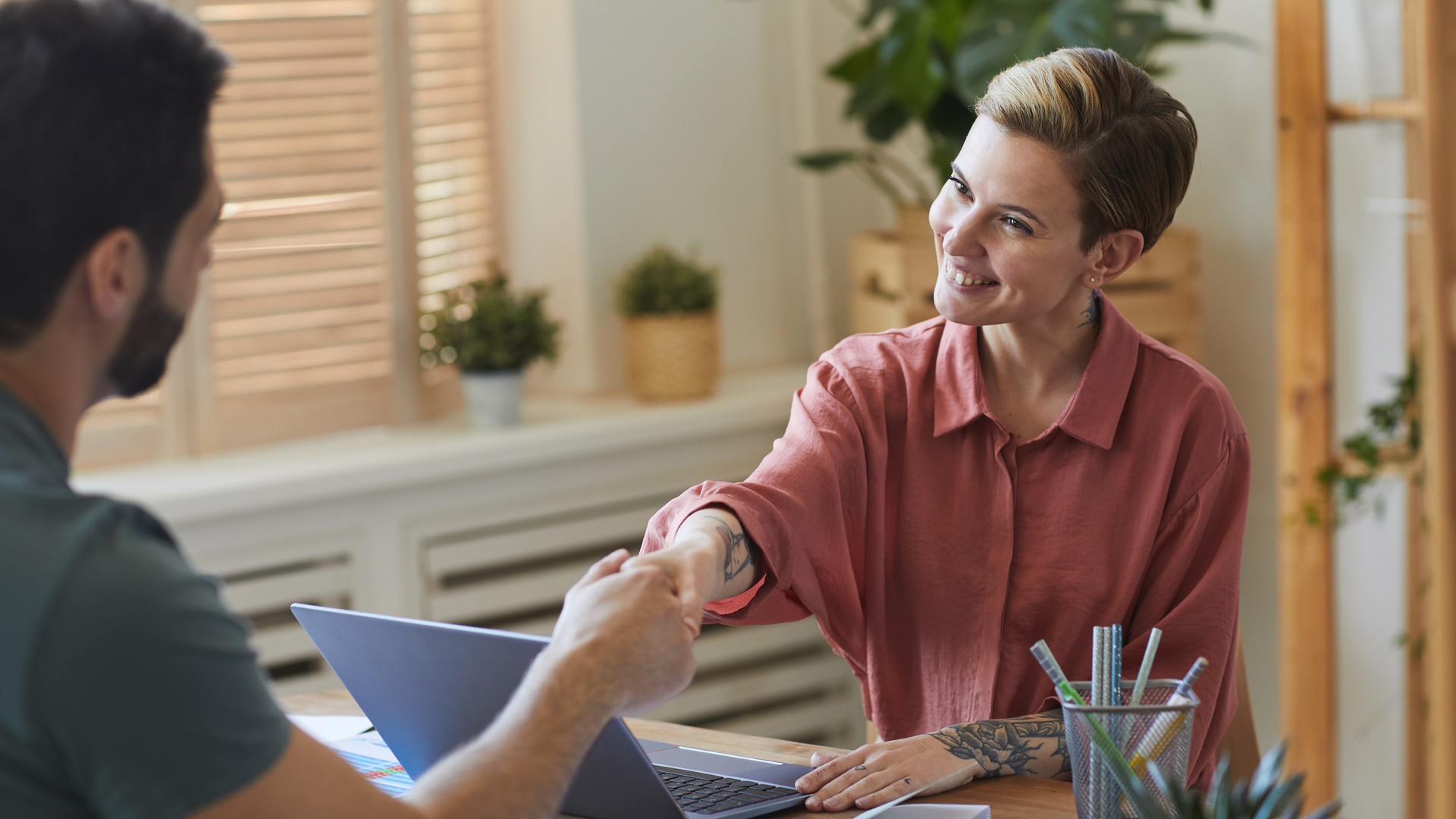 Business owner and client