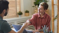 Business owner and client Business owner and client