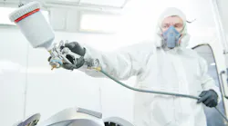 Spraying in booth