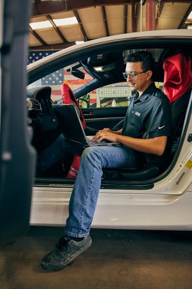 Using Toyota&apos;s TIS and the Techstream scan tool, Nylund&apos;s can get a &apos;birth certificate&apos; of all as-built data on Toyota and Lexus (shown) vehicles. Of survey respondents, 47% reported having one or two OEM scan tools.