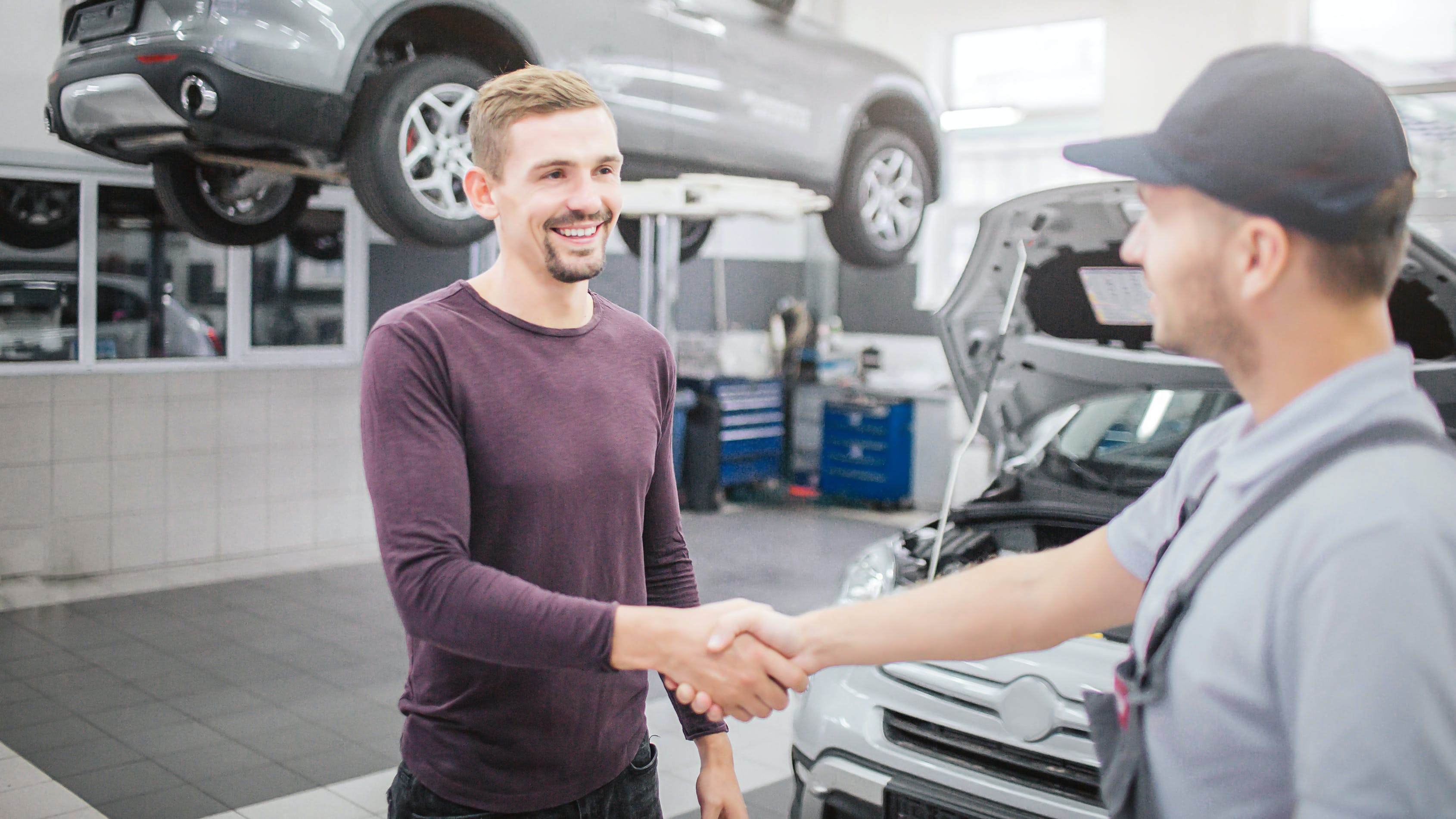 Customer and shop staff