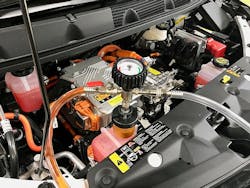 Figure 1 - Refilling the high voltage battery cooling system using a vacuum fill procedure on a 2017 Chevrolet Bolt EV Figure 1 - Refilling the high voltage battery cooling system using a vacuum fill procedure on a 2017 Chevrolet Bolt EV