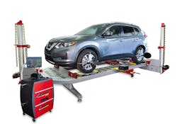 The first step in the structural repair workflow is the structural alignment. An initial structural measurement of the center section, front and rear ends, suspension, and any other additional measurements are determined based on damage.