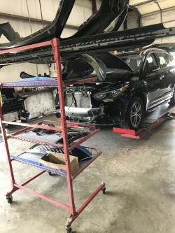 Berry's Collision in Williamsburg, Kentucky utilizing a parts cart.