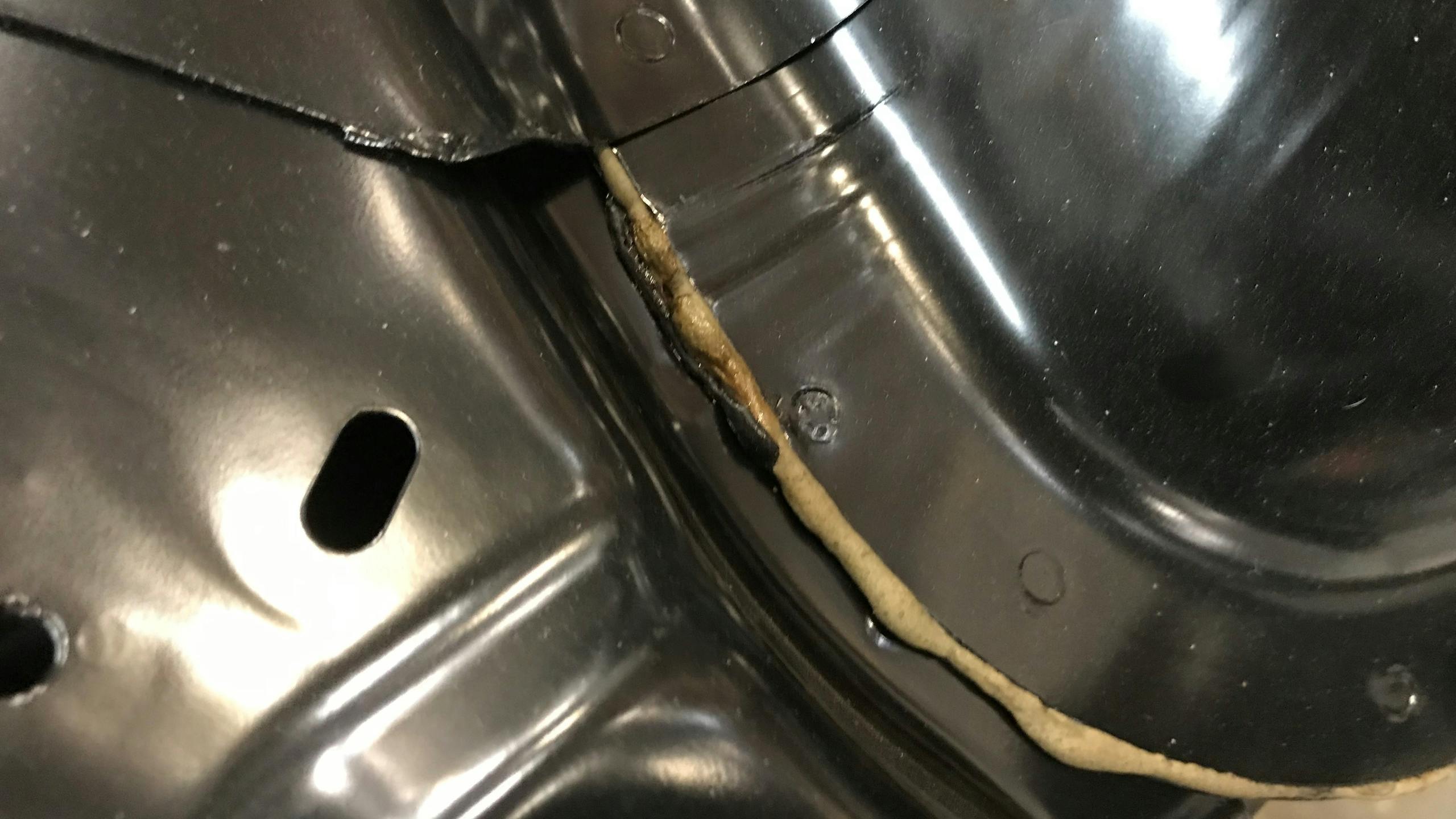 Here is a close-up of structural foam installed by the OEM during manufacturing.