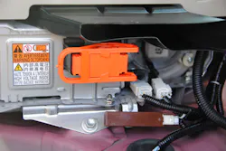 FIG5- A Toyota Prius V service disconnect. FIG5- A Toyota Prius V service disconnect.