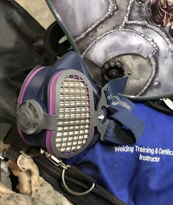 Welding Respirator Used While Wearing A Helmet