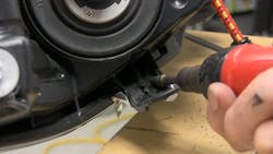 The next step is to v-groove the crack and prepare it for the welding rod. The next step is to v-groove the crack and prepare it for the welding rod.