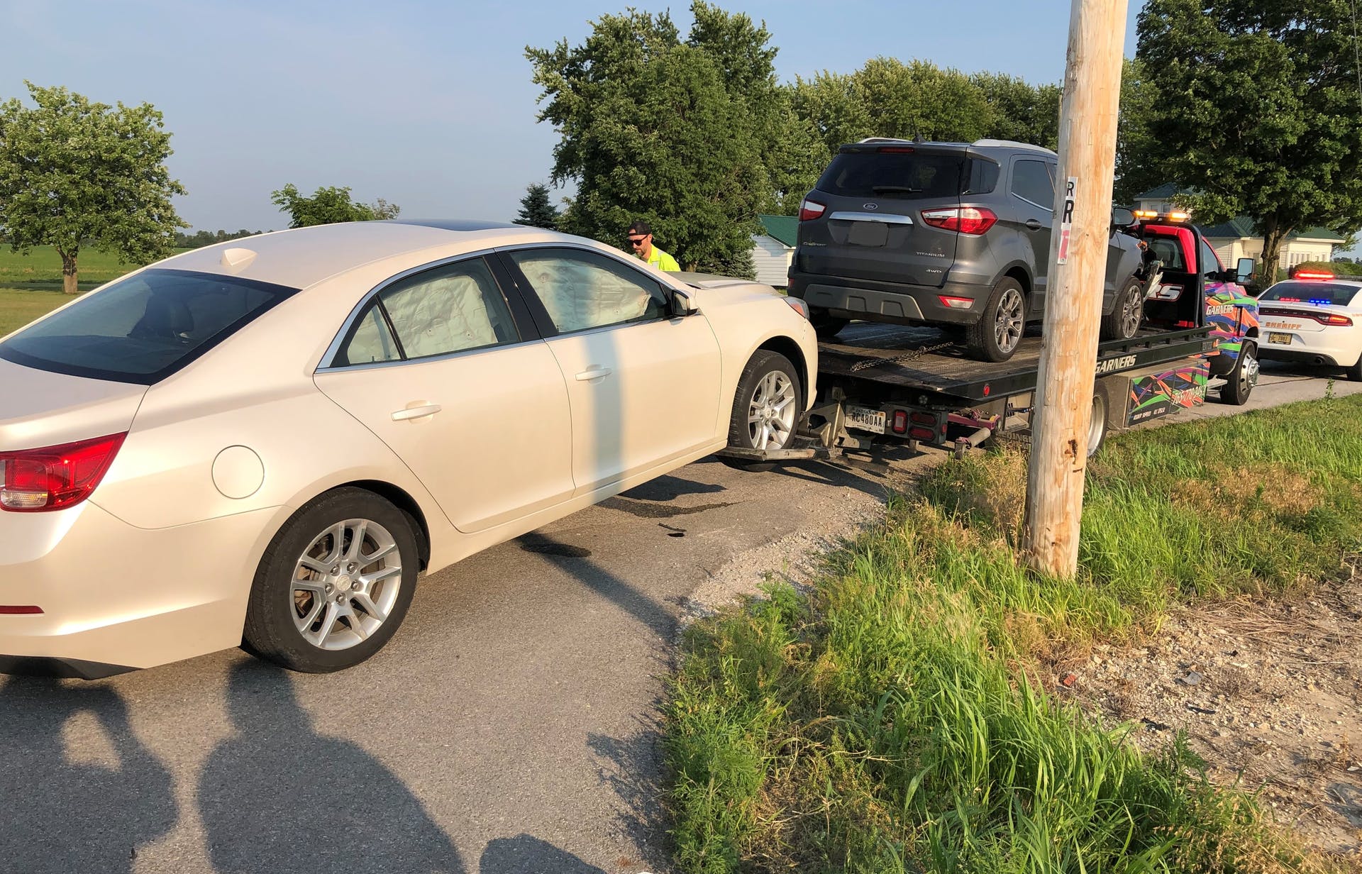 Fig. 1: Two vehicles were towed away (damage not visible in this photo), each total losses. But more importantly, there were no fatalities or serious injuries.