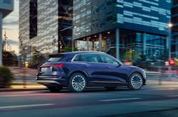 Audi’s e-tron SUVs feature 27 components made from recycled plastics. The company is investing in recovered plastics. Audi’s e-tron SUVs feature 27 components made from recycled plastics. The company is investing in recovered plastics.