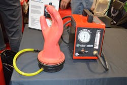 An optional, high-voltage glove adapter allows the LPT-100 to quickly and accurately test gloves for integrity. An optional, high-voltage glove adapter allows the LPT-100 to quickly and accurately test gloves for integrity.