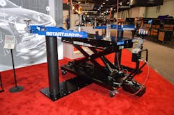 Rotary's SmartWide inground lifts (shown with Rotary's LT33A lift table at the 2022 SEMA Show) feature a wide stance ideal for servicing electric vehicles, exotics, and standard vehicles. Rotary's SmartWide inground lifts (shown with Rotary's LT33A lift table at the 2022 SEMA Show) feature a wide stance ideal for servicing electric vehicles, exotics, and standard vehicles.