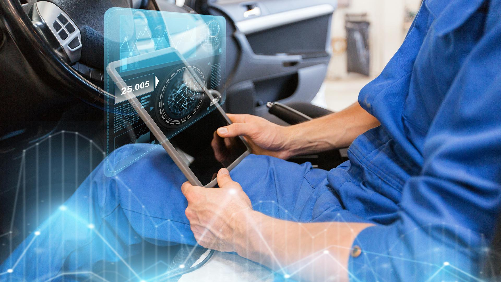 Technician with tablet PC