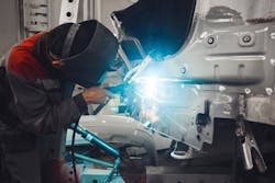 The OEM repair procedures will dictate how the repair should be performed, including if MIG/MAG welding, squeeze-type resistance spot welding, or silicon bronze welding are appropriate.
