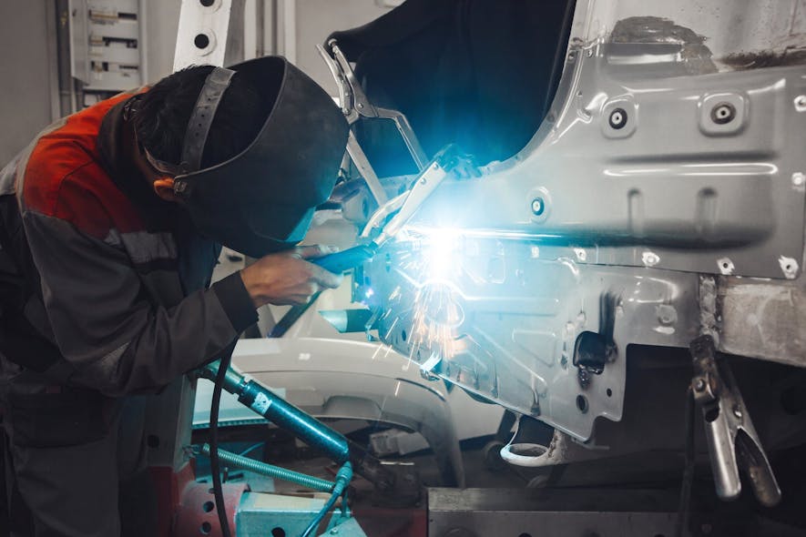 The OEM repair procedures will dictate how the repair should be performed, including if MIG/MAG welding, squeeze-type resistance spot welding, or silicon bronze welding are appropriate.
