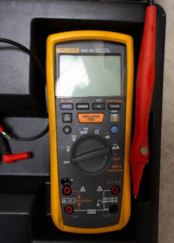 Testing high voltage electrical systems require special tools such as the Fluke 1587 Insulation Tester.