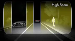 The two-stage Adaptive High-beam System, available on European Lexus models but not yet in North America, uses the front recognition camera located on top of the vehicle to detect light from vehicles in front and automatically optimizes the light distribution so that the high beams do not dazzle other drivers. According to Lexus, the two-stage system developed for the LS delivers light in an extremely precise way. This allows a higher frequency of high-beam driving without blinding preceding or oncoming vehicles, thus improving visibility and safety at night.