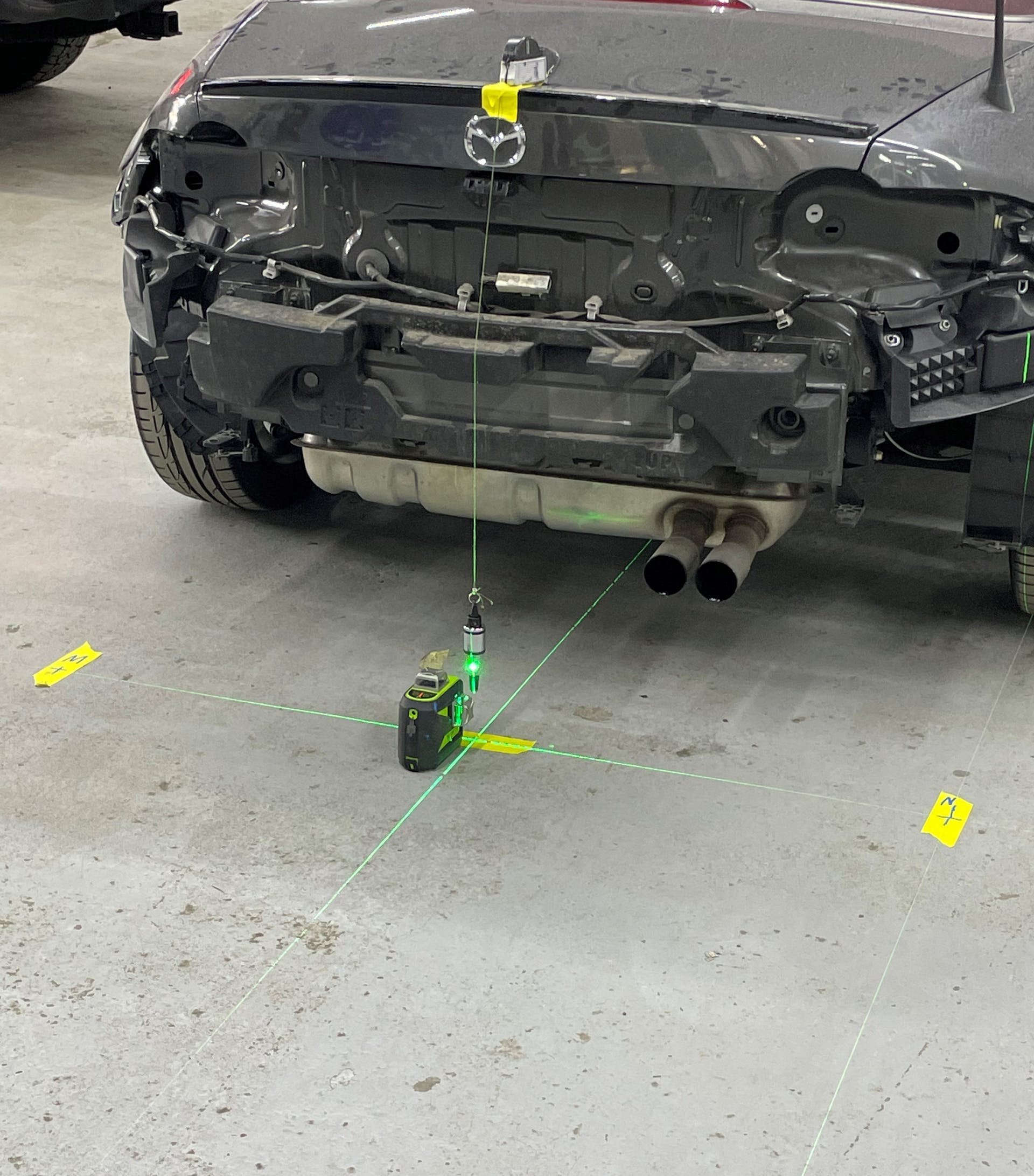Figure 4- Using ADAS software, a mark was made 672mm / 26.46' to the left of the centerline for point &ldquo;M&rdquo; and the same distance to the right of the centerline for point 'N'.