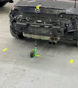 Figure 4- Using ADAS software, a mark was made 672mm / 26.46' to the left of the centerline for point “M” and the same distance to the right of the centerline for point 'N'. Figure 4- Using ADAS software, a mark was made 672mm / 26.46' to the left of the centerline for point “M” and the same distance to the right of the centerline for point 'N'.