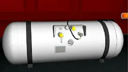 An example of a propane vehicle fuel tank.