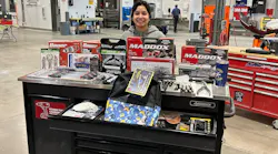 2023 STARS recipient MaryAnn Buell, of Idaho Falls, Idaho, stands behind her awarded tool kit.