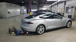 Jeff Herrera, Quality Control, performs a predelivery check on a car at Car Crafters’ Montano Rd. location in Albuquerque, New Mexico.