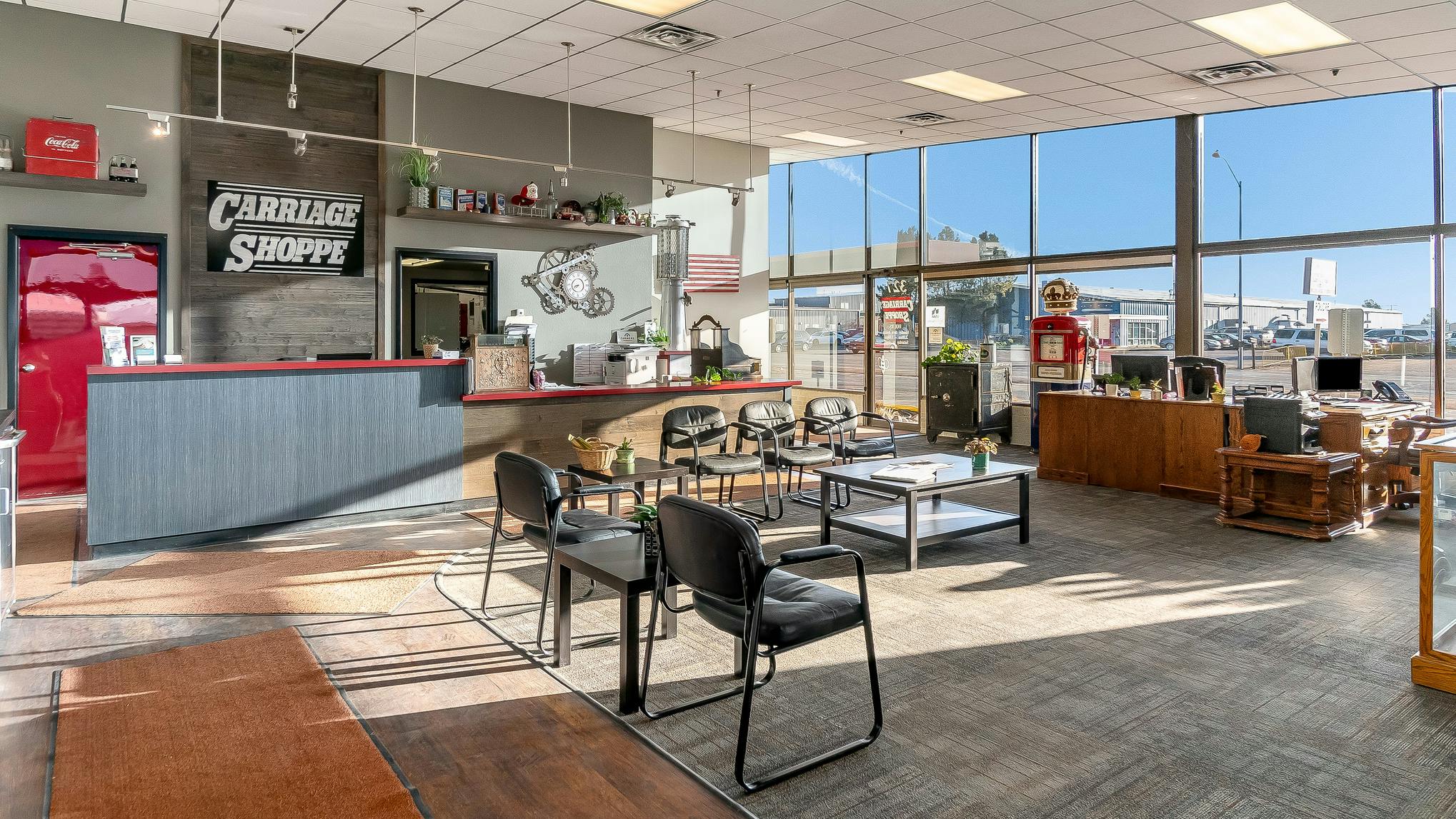 The building of the repair center was previously occupied by an antique shop, hence the antiques that decorate the lobby.