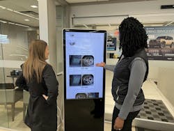 At Tom Wood Lexus, a service manager goes over the condition of a customer's tires, which show sufficient tread depth and within aging recommendations. At Tom Wood Lexus, a service manager goes over the condition of a customer's tires, which show sufficient tread depth and within aging recommendations.