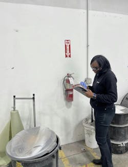 A GMG EnviroSafe compliance coordinator conducts a shop assessment. A GMG EnviroSafe compliance coordinator conducts a shop assessment.