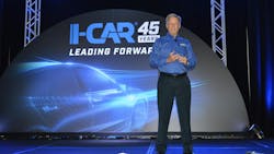 I-CAR CEO and President John Van Alstyne speaks at the national meeting April 6 in the Chicago suburb of Lincolnshire, Illinois.
