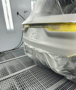 With the panel blended and flashed, it is now ready for clearcoat. With the panel blended and flashed, it is now ready for clearcoat.