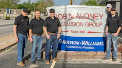 The owners of the Bob Maloney Collision Group are, from left, Bob Maloney, Robert Maloney, Damon Wetzel, Kenny Davis, and Matt Schroeder.
