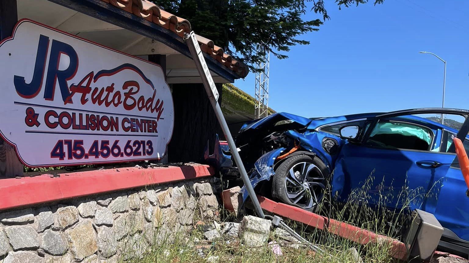 Police Share Ironic Photos of Crash at Collision Center FenderBender
