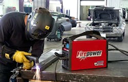 To create a smoother cut surface, the operator braces his left elbow on the table and uses his left hand to support the torch. To create a smoother cut surface, the operator braces his left elbow on the table and uses his left hand to support the torch.