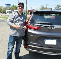 Paul Blais with his newly repaired vehicle from Maaco Hampton. Paul Blais with his newly repaired vehicle from Maaco Hampton.