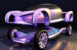 GM’s Autonomy proved the skateboard concept with a centrally located hydrogen fuel cell and four in-wheel electric motors. GM’s Autonomy proved the skateboard concept with a centrally located hydrogen fuel cell and four in-wheel electric motors.