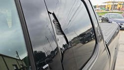Hail Damage on Pick-Up Truck Door
