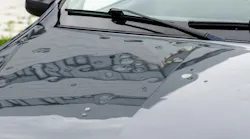 Hail damage on hood