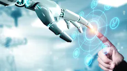 Robot hand and human hand connecting