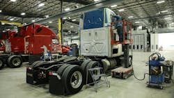 Dollies, overhead trolleys and hoists, and personnel lifts (pictured) increase productivity at FCR’s shops. Dollies, overhead trolleys and hoists, and personnel lifts (pictured) increase productivity at FCR’s shops.