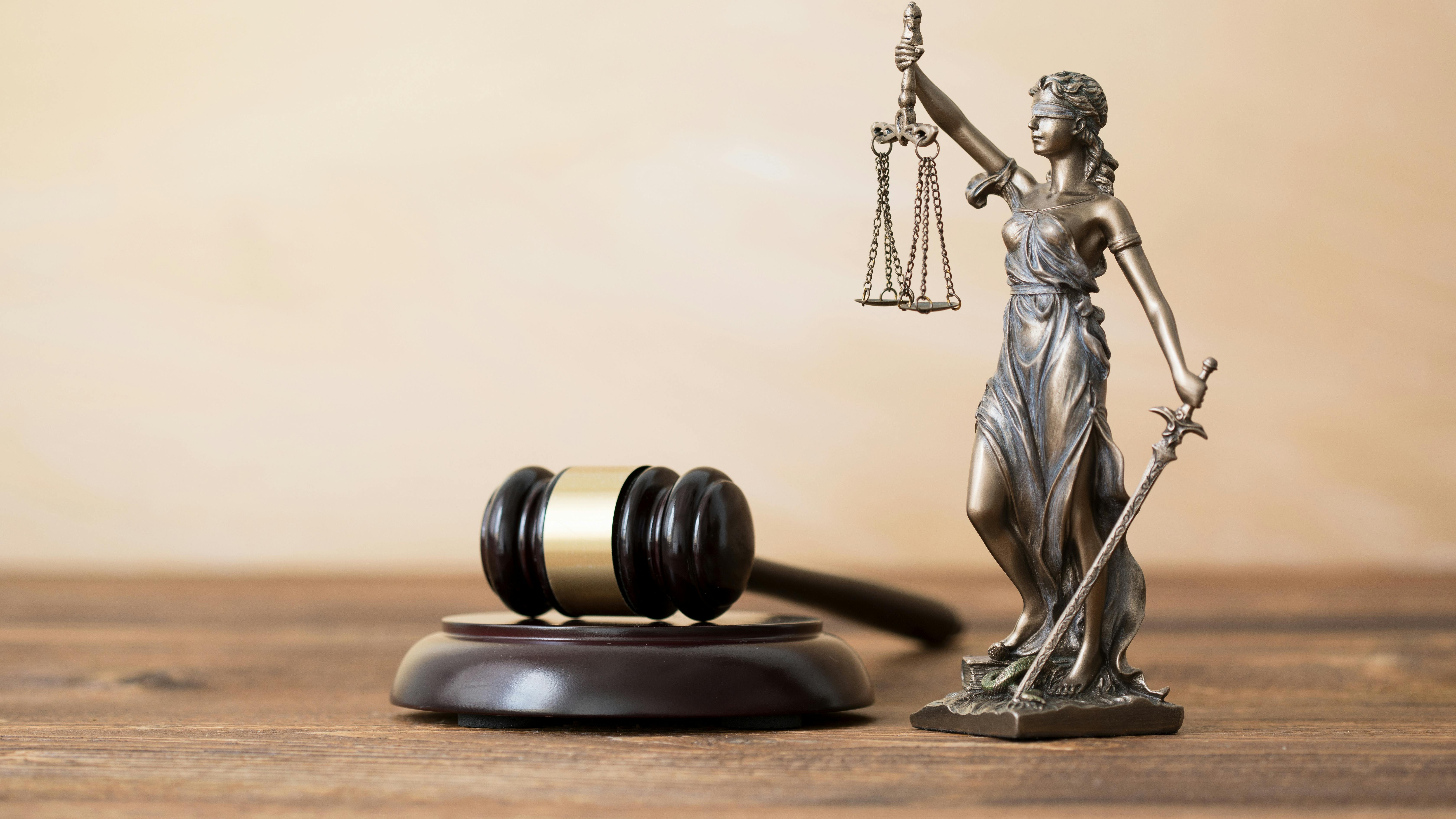 Courthouse scene with a gavel and a scale