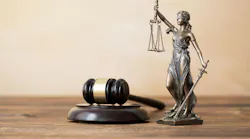 Courthouse scene with a gavel and a scale