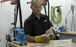 A destructive test is performed on welds to ensure that any potential breaks occur on the material and not the weld. A destructive test is performed on welds to ensure that any potential breaks occur on the material and not the weld.