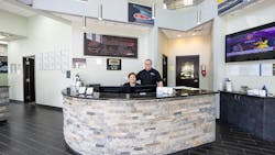 Jim Byron plans to retire next year, at which time his son, James, and daughter-in-law, Stephanie will be taking over Byron's Patterson Auto Body. in Patterson, New York. Jim Byron plans to retire next year, at which time his son, James, and daughter-in-law, Stephanie will be taking over Byron's Patterson Auto Body. in Patterson, New York.