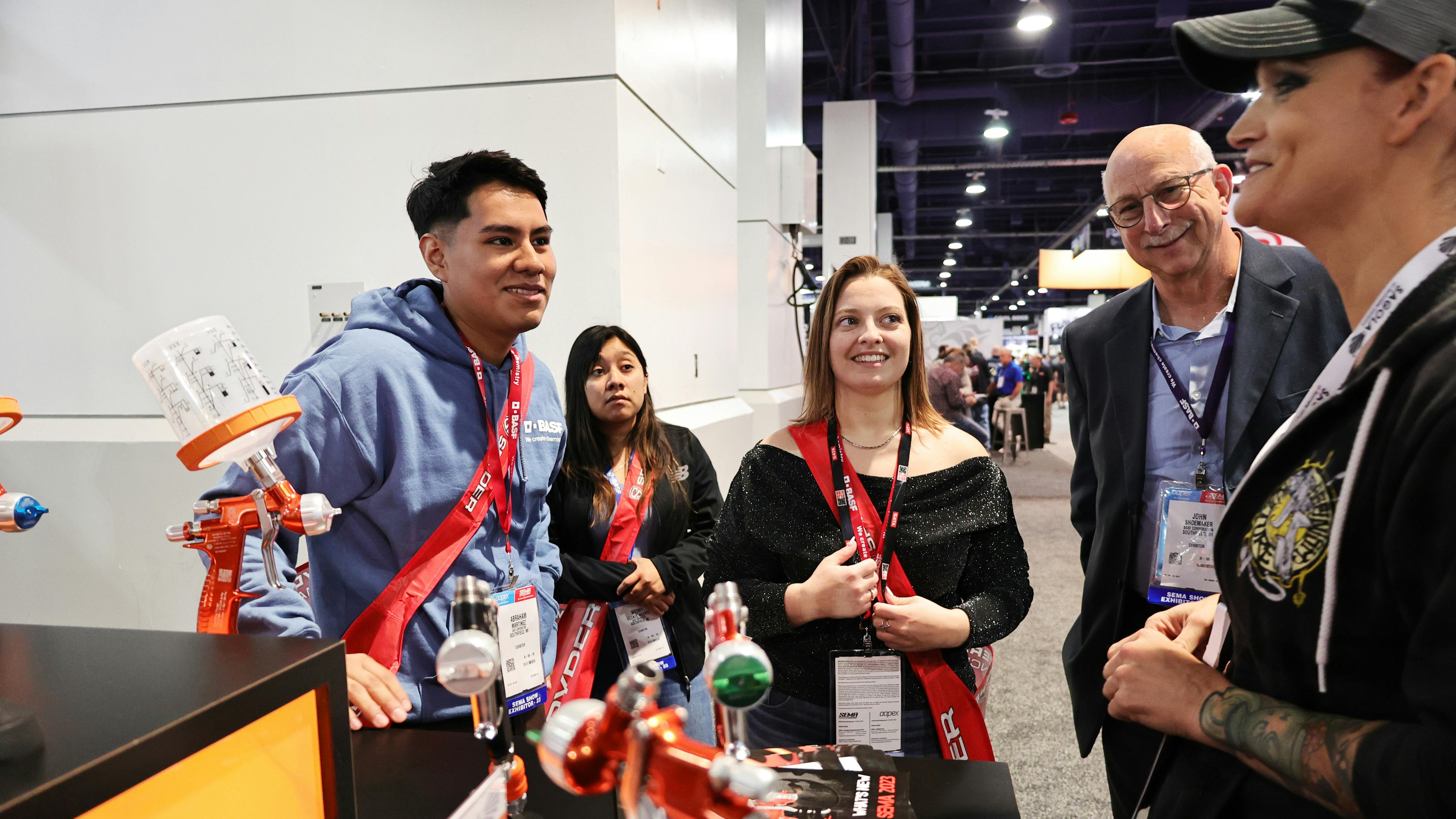 Techs for Tomorrow 2023 winners visit the Sagola booth.