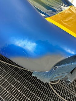 Primer sealer spot repair preparing for a color blend with Sikkens Colorbuild Plus primer mixed as a sealer. Primer sealer spot repair preparing for a color blend with Sikkens Colorbuild Plus primer mixed as a sealer.