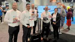 From left: Lewis Veraldi, Chris Beninati, Brad Mager, Peter Bloem, and Melissa Garcia, at Sagola's SEMA Show booth.