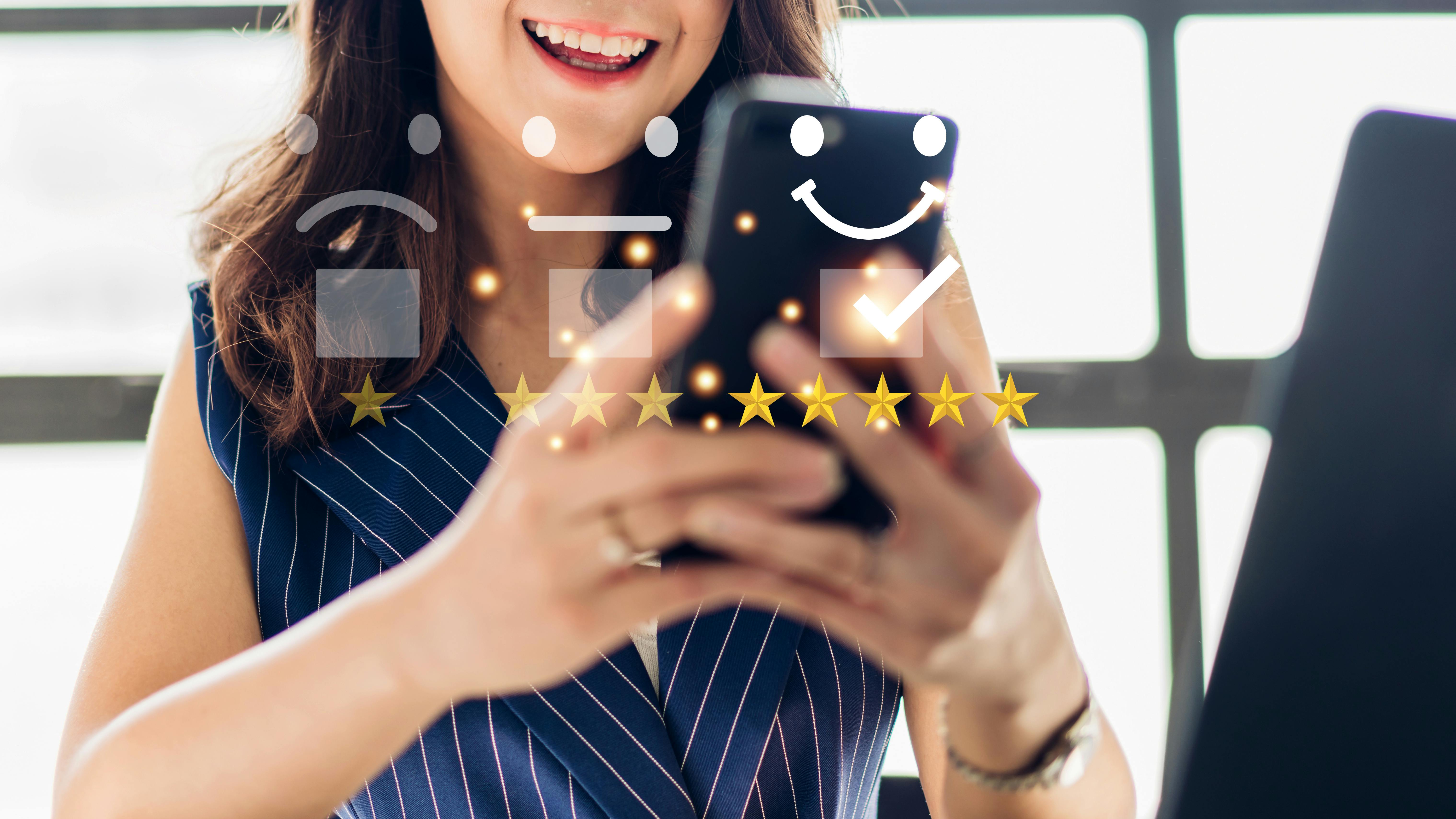 Enthusiastic five-star online rating