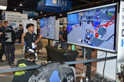 I-CAR showed how virtual reality can train technicians on how to safely de-energize an EV battery. (Inset: 'real-life' trainer cart.) I-CAR showed how virtual reality can train technicians on how to safely de-energize an EV battery. (Inset: 'real-life' trainer cart.)