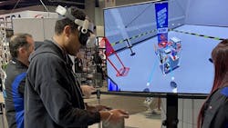 FenderBender and ABRN Associate Editor Abdulla Gaafarelkhalifa tries out the Immersive Virtual Reality Training system by I-CAR at the SEMA Show. FenderBender and ABRN Associate Editor Abdulla Gaafarelkhalifa tries out the Immersive Virtual Reality Training system by I-CAR at the SEMA Show.